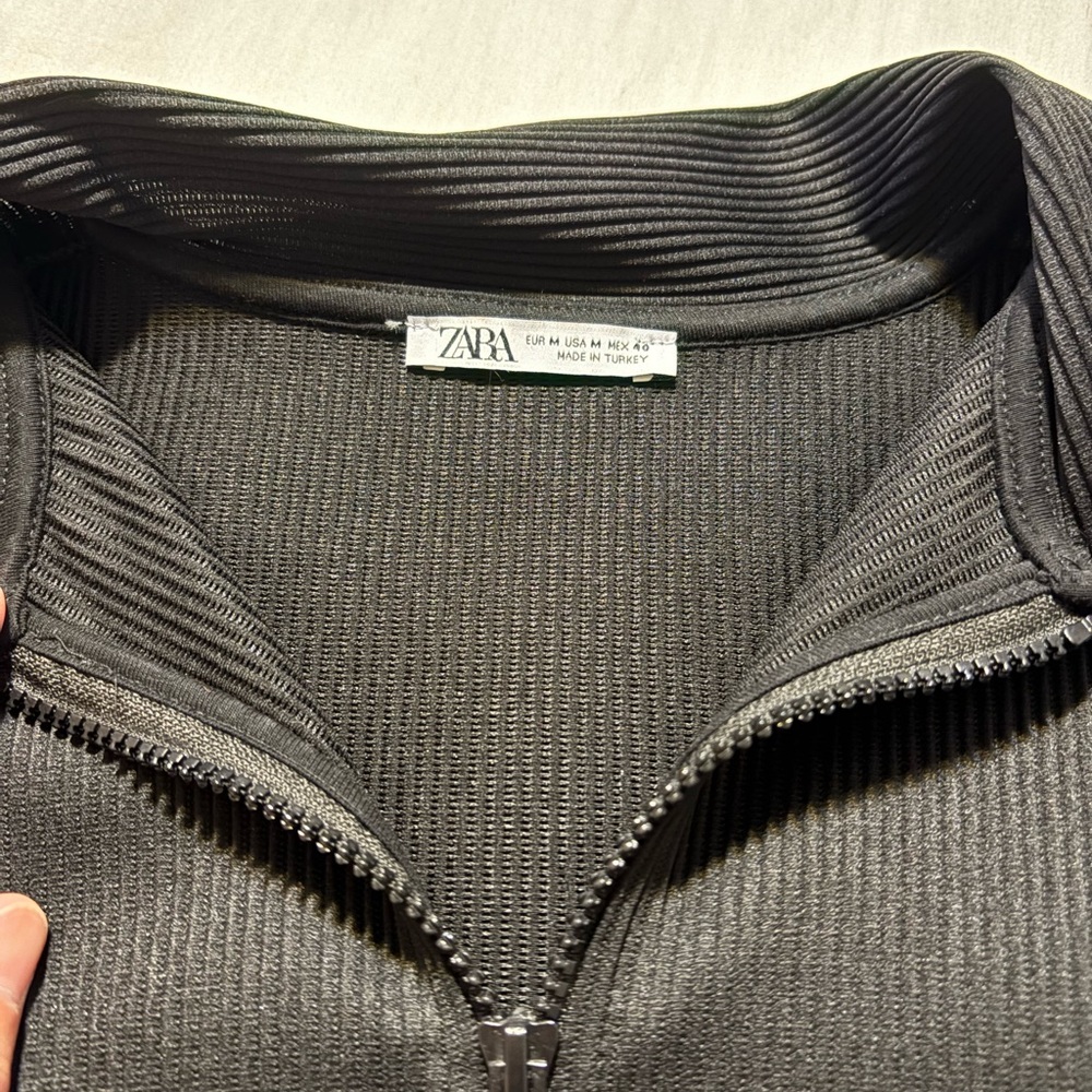 Zara Charcoal Ribbed Drawstring Jacket